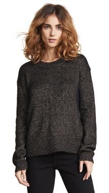 ALC Bowen Metallic Flyaway Sweater M Black Gold Merino Wool Alpaca A.L.C. Luxe
